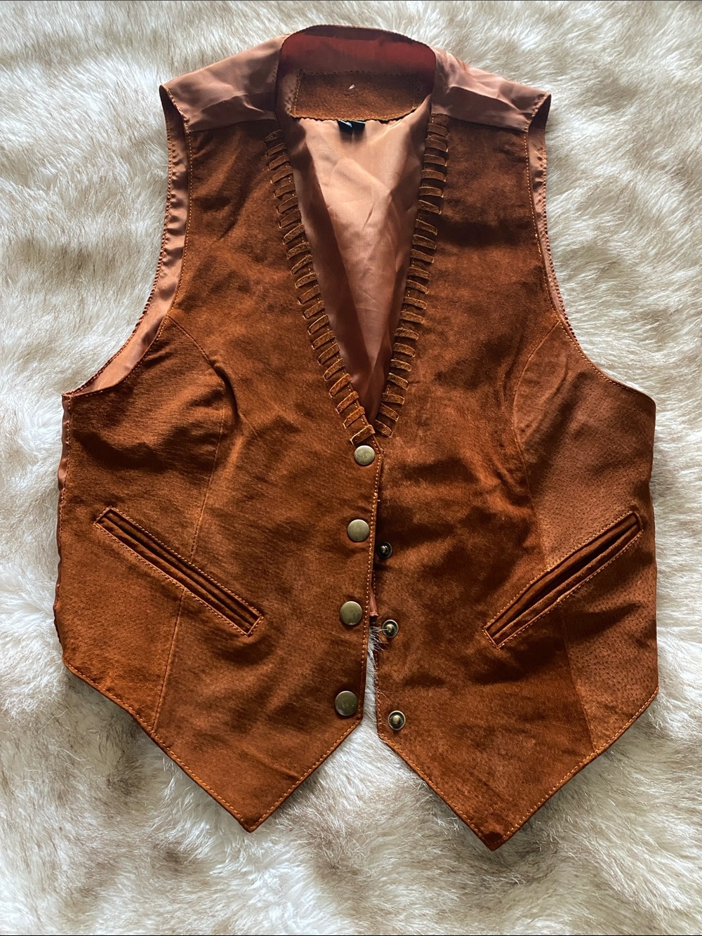 Rust Brown Genuine Leather vest.